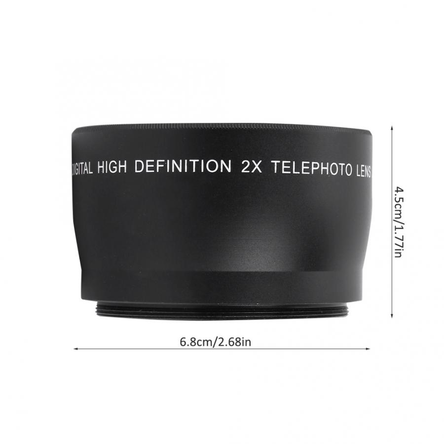 Unité de téléobjectif 55mm 2X grossissement HD téléobjectif convertisseur pour caméra de montage 55mm