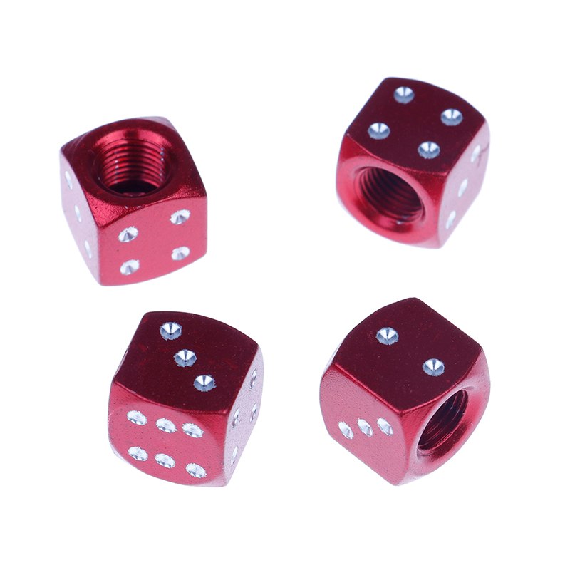 4 unids/lote tapones para vástago de válvula Universal dado neumático coche camión Auto tapa de vástago de válvula tapas llantas de rueda 12mmX12mmX12mm: Rojo