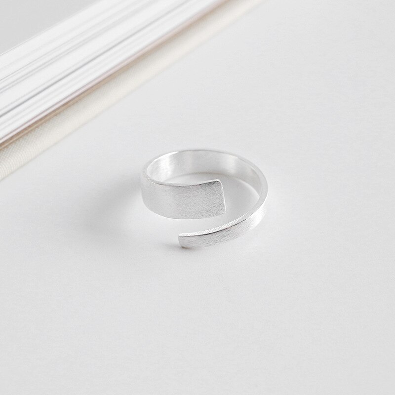 RYOUCUTE-Anillos geométricos coreanos para mujer, joyería de Color plata pura auténtica, anillo abierto para boda, Anillos Anelli