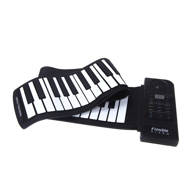 Flexible Piano 61 Keys Electronic Piano Keyboard Silicon Roll Up Piano Sustain Function USB Port with Loud Speaker(US plu