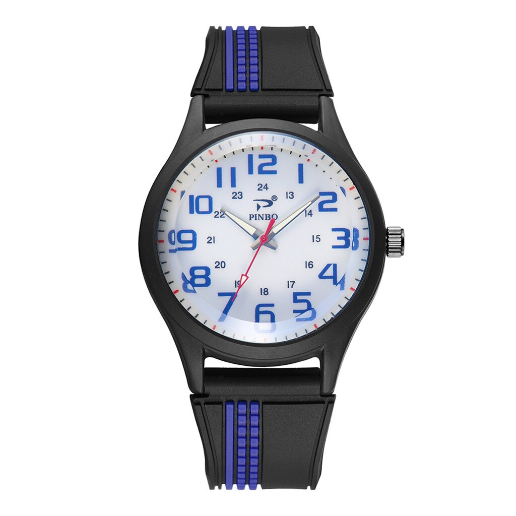 Men Soft Silicone Rubber Strap Sports Watch Simulated Quartz Watch: B