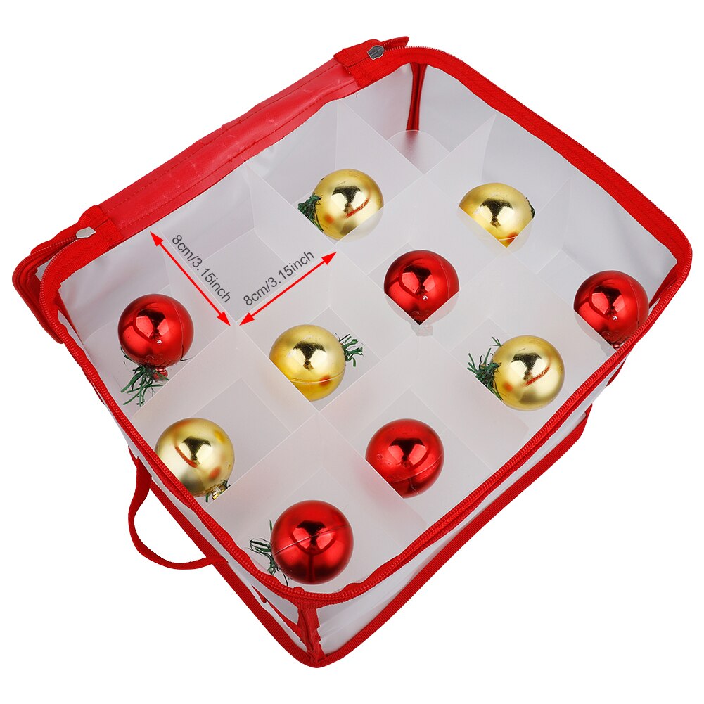 Transparent LED Lamps Storage Case with Detachable Inner Partitions Christmas Ball Flowers Organizer with a Sturdy Carry Handle