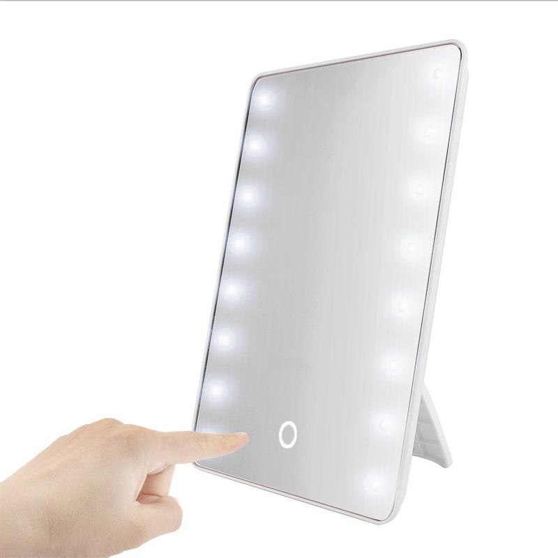 1pcs Makeup Mirror with16 LED Vanity Mirror with Touch Dimmer Switch Battery Powered Bracket for Desktop Bathroom Bedroom Travel