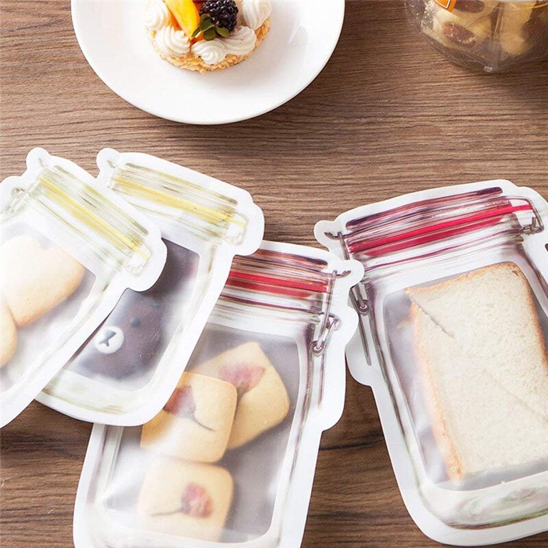 Eco Friendly Portable Mason Jar Bag Plastic Kitchen Organizer And Storage Container Box Bolsa De Plastico Rangement Ziplock Bags