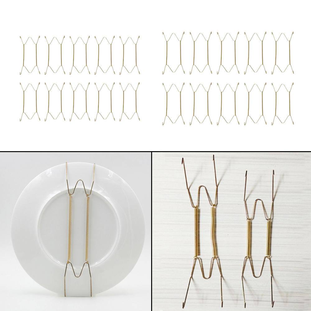10pcs 8Inch/10Inch Wall Plate Hanger W Type Dish Spring Holder Invisible Dish Hangers Holder Wall Display Plate Stand