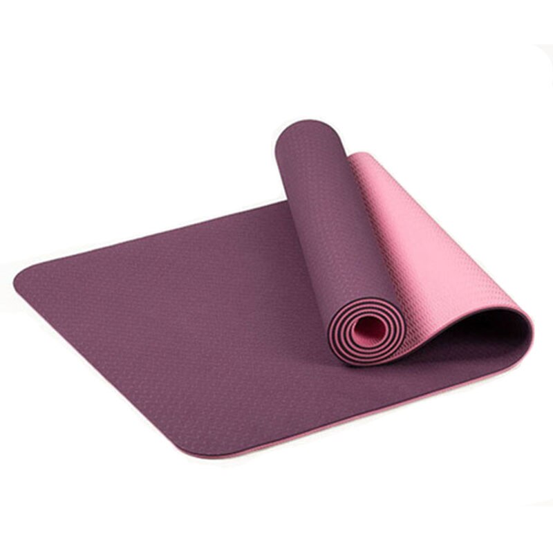 Esterilla antideslizante de Tpe de dos colores, 183x61cm, para Yoga, deportes, gimnasio, Ejercicio en casa, estera ecológica insípida, buena eesiliencia: Morado