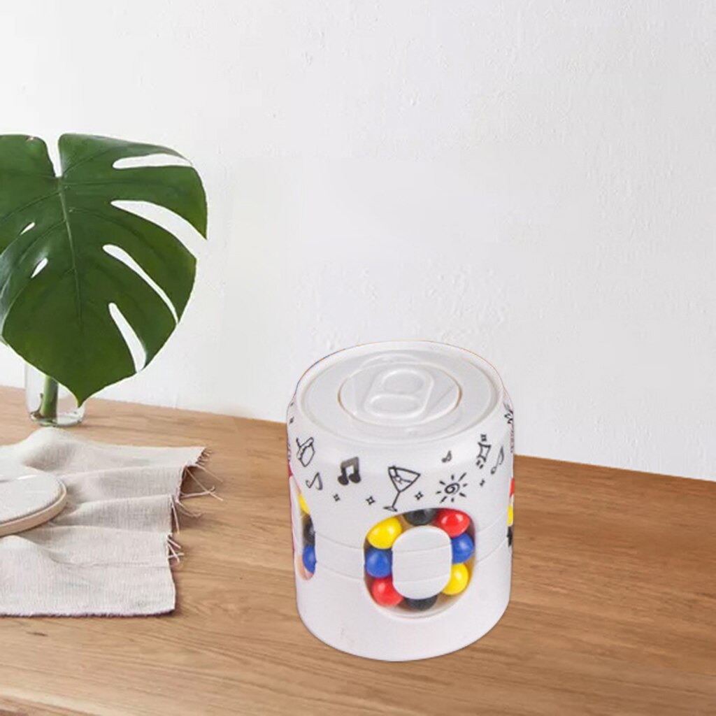 Speed Cube Bean Gyro Spinning Tops Toy Anti-anxiety Stress Relieve Decompression Fidget Educational Toys: White