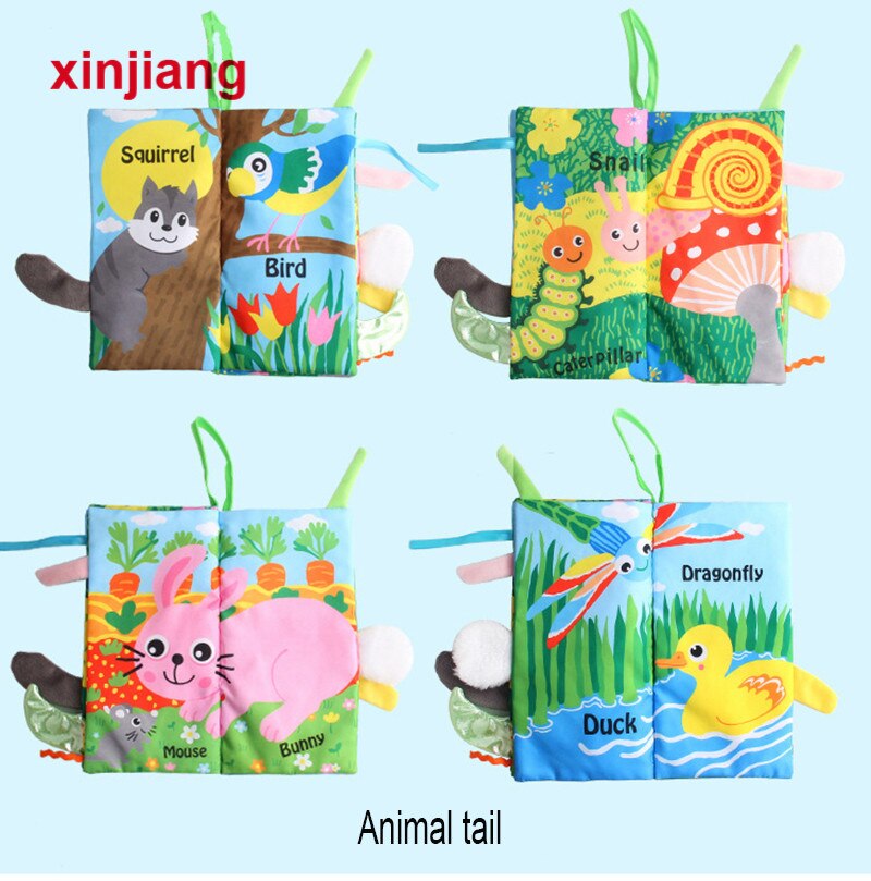 Baby Baby Dieren Staarten Doek Boek Vroege Educatief Speelgoed Voor Kinderen Kids Pasgeboren Zachte Doek Ontwikkeling Boeken: Animal tail