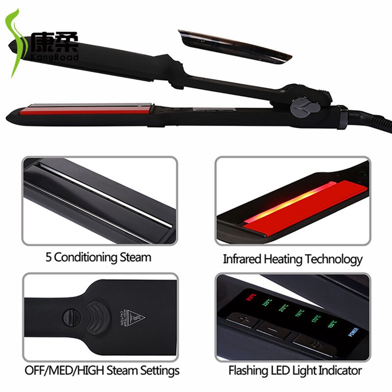 Steam Hair Straightener Ceramic Vapor Infrared Heating Flat Iron Steampod Salon 2 Inch Big Size Straighter Iron