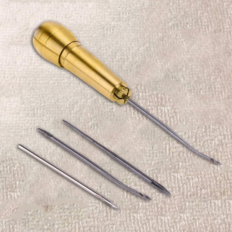 Canvas Lederen Tool Naaien Priem Hand Tool Punch Naaien Accessoires Naalden Koperen Handvat Stitcher Haak Lijn voor Leathercraft