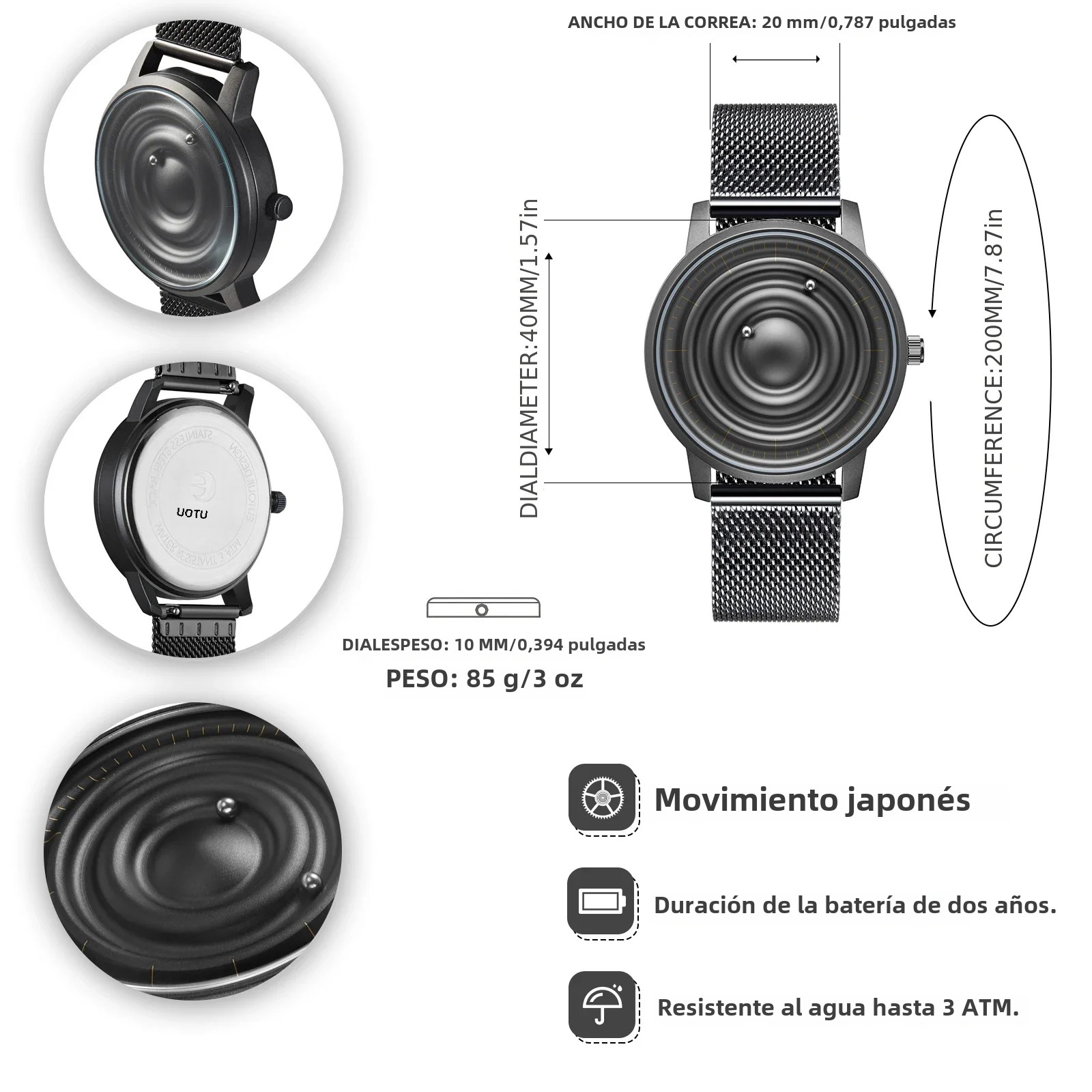 EUTOUR Herenhorloge Dameshorloge Paar Horloges Magnetisch horloge Kogellager Horloges Quartz Polshorloge voor heren Dames met roestvrij staal