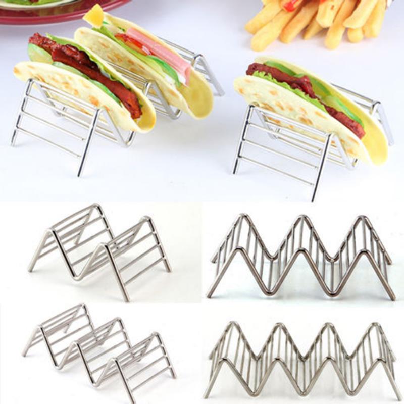 Kitchen Tools Restaurant Display Stand For Pizza Stainless Steel Rack Taco Holder Durable Wave
