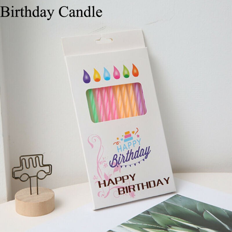Bougies gâteau de mariage, 10 pièces/paquet, fournitures de fête d'anniversaire, flammes en sécurité, décoration de Dessert, bougie arc-en-ciel flamme colorée