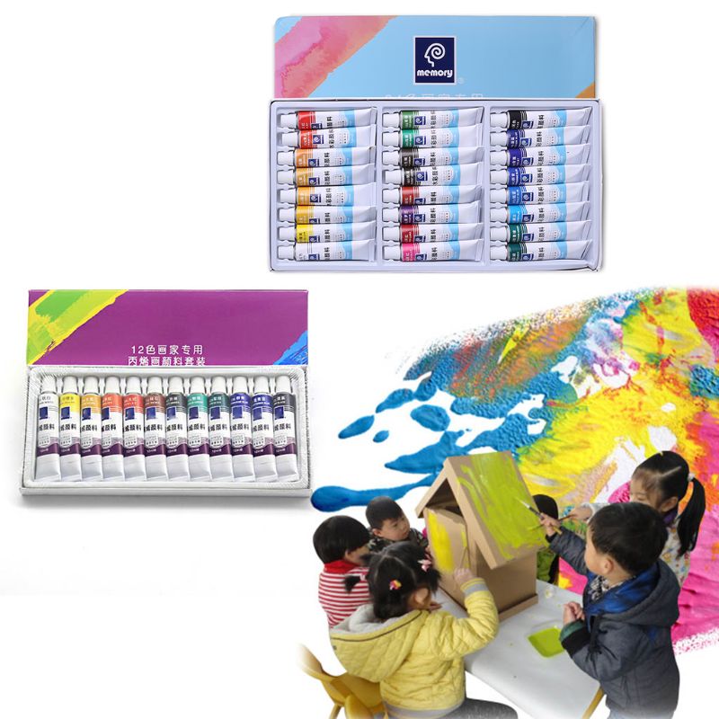 12ml 12/24 Color Acrylic Paints Set Hand Painted Wall Paint Tubes Artist Draw Painting Pigment