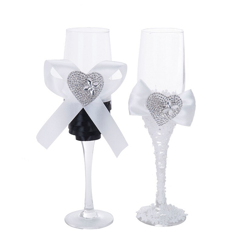 Kjole briller højt glas brudgom brud rhinestone kjole bryllup champagne par kop bryllup forsyninger