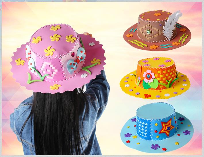 Children's DIY homemade EVA paper card woven hat DIY material bag