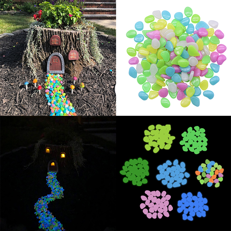 25/50pcs Resin Glow In The Dark Stones Glow Rocks DIY Walkway Home Garden Decoration Garden Pebbles Glow Stones Luminous Stones