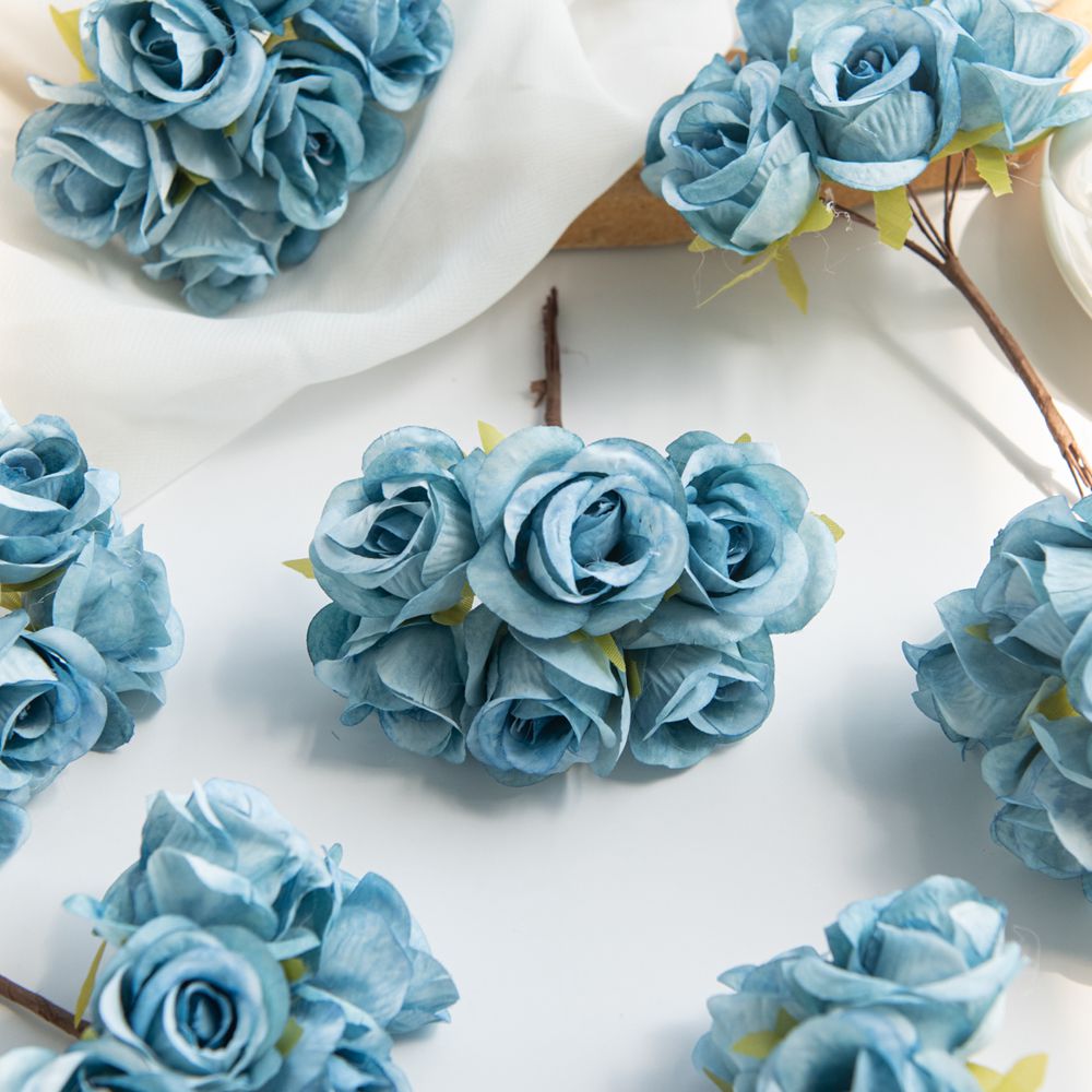 6 unidades de flores artificiales de seda rosa, , guirnaldas navideñas para el hogar, boda, ramo de novias, arco de jardín, decoración de pared, caja de de bricolaje