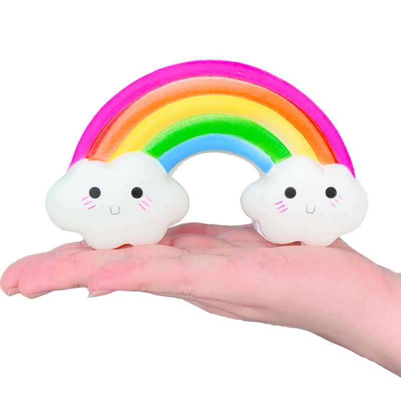 Kawaii Regenboog Smiley Zachte Squishy Speelgoed Voor Kinderen Langzaam Stijgende Geurende Squeeze Stress Relief Speelgoed Kids Xmas