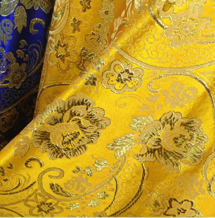 150*50cm Chinese Peony Floral Satin Jacquard Brocade Fabric Costume: White