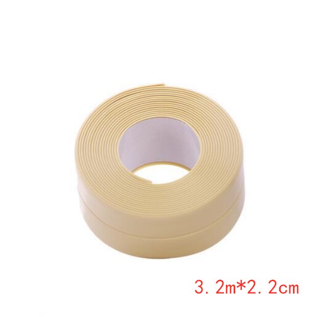 Bande adhésive de scellage en PVC blanc, autocollant mural auto-adhésif pour salle de bain, douche, évier, cuisine, 1 pièce: 3.2m x 2.2cm Beige