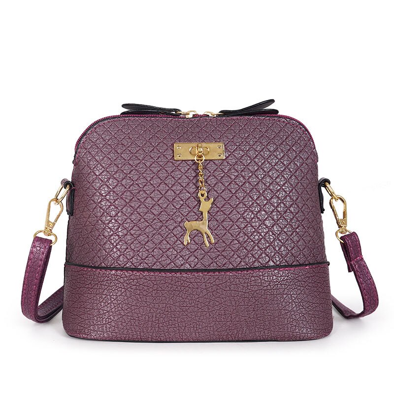 Laamei Vrouwen Messenger Bags Mode Lederen Mini Tas Met Herten Shell Vorm Tas Vrouwen Schouder Crossbody Handtas: purple