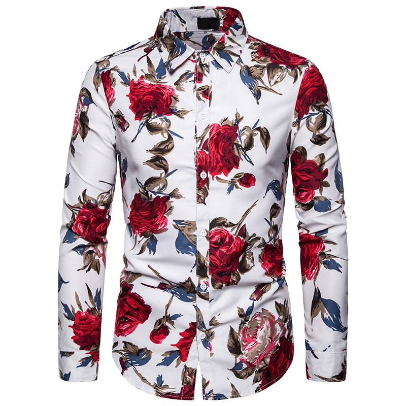 Mænds slim fit blomsterprintede skjorter til mænd kortærmet blomstret skjorte herre basic toppe casual plus size skjorter: S102 lange / M