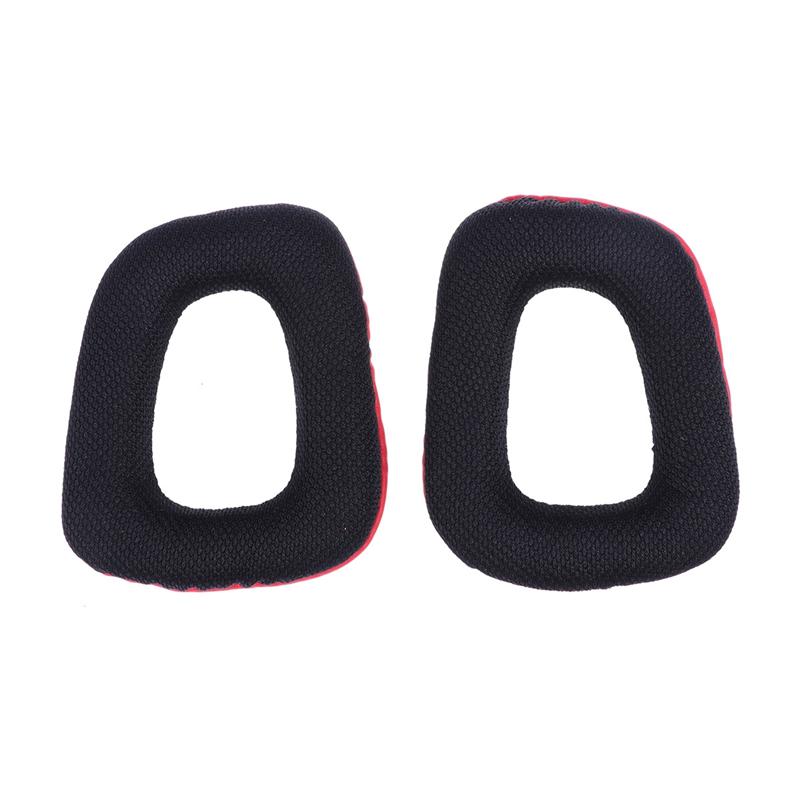 Paire de coussinets d'oreille en mousse souple de remplacement coussins d'oreille avec coussin de faisceau de tête pour casque Logitech G430 G930: Red Black 2