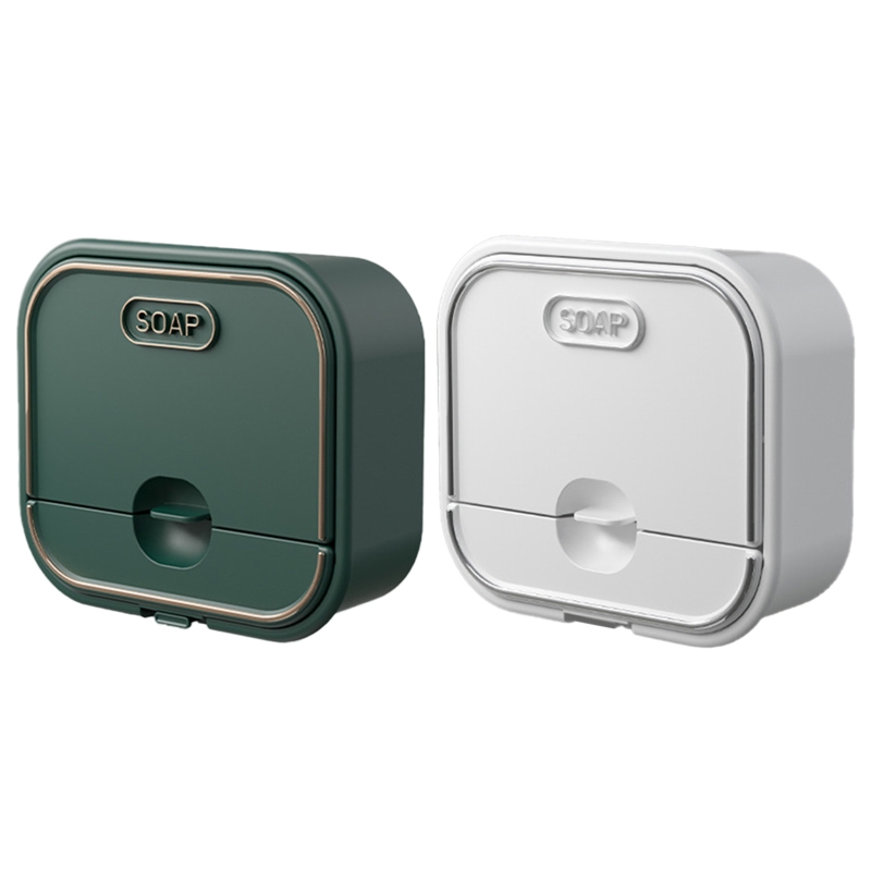 Flip Lid Drain Soap Box w/Drawer Drain Tray,for Kitchen Bathroom Easy to Install