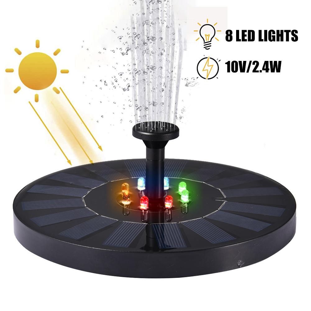 Solar Fountain Pump With Led Light Pool Pond Floating Water Fountain Garden Bird Bath Landscape Decor Fountain 10v: color