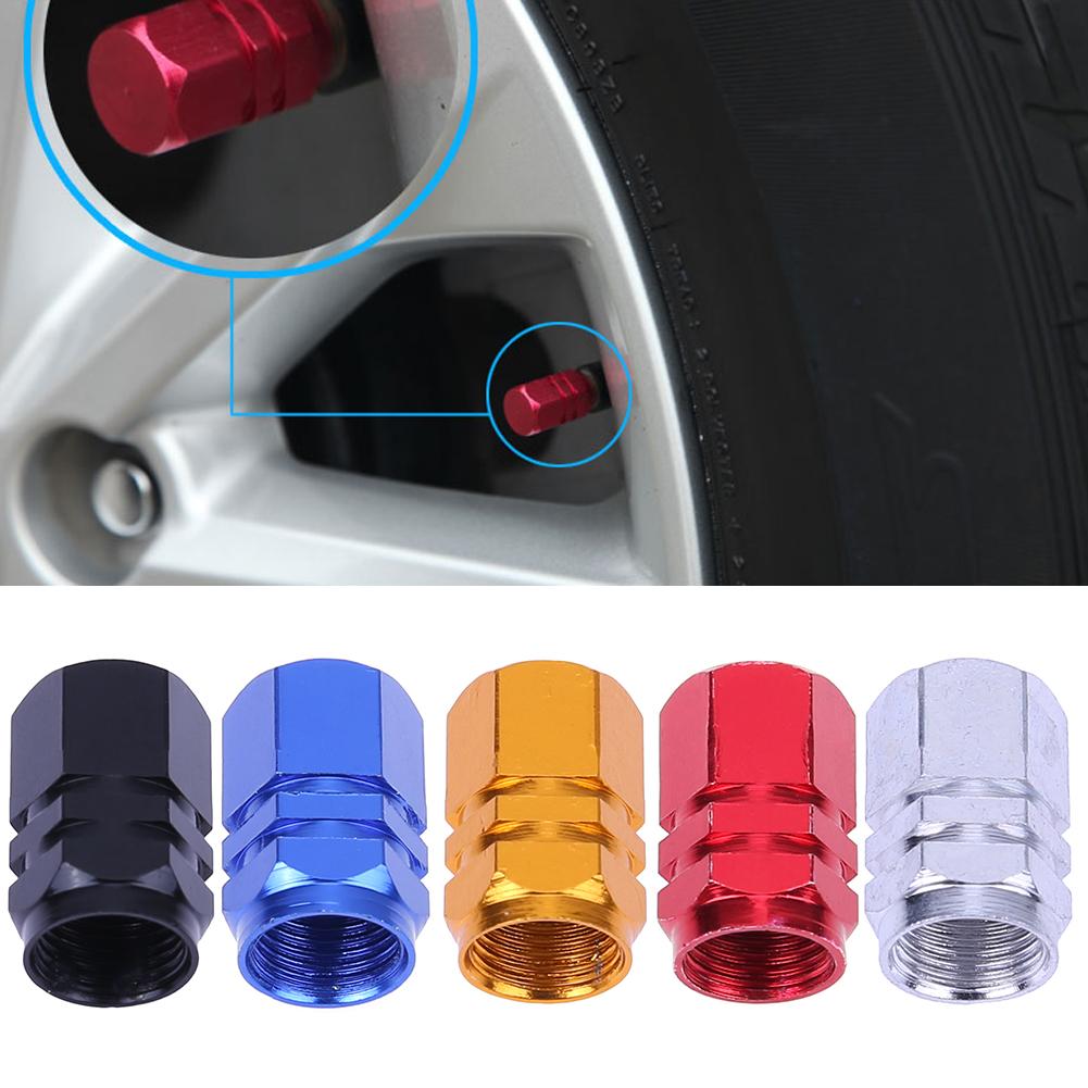 4 stk 5 farver automotive aluminiumslegering ventilhætte personlig dækhætte dekorere og beskytte din bil hjul dæk del