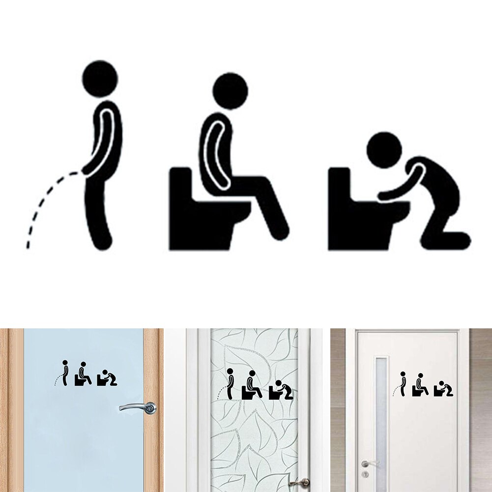 10x25cm Removable Toilet Icon Waterproof Window Glass Personality Home Bathroom Decoration Wall Sticker Door Stylish DIY Cartoon