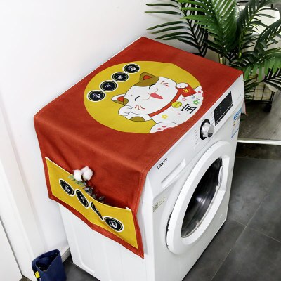 Japanse Stijl Lucky Cat Eenvoudige Wasmachine Deksel Waterdicht Koelkast Deksel Magnetron Stof Doek Handdoek Cover: 02