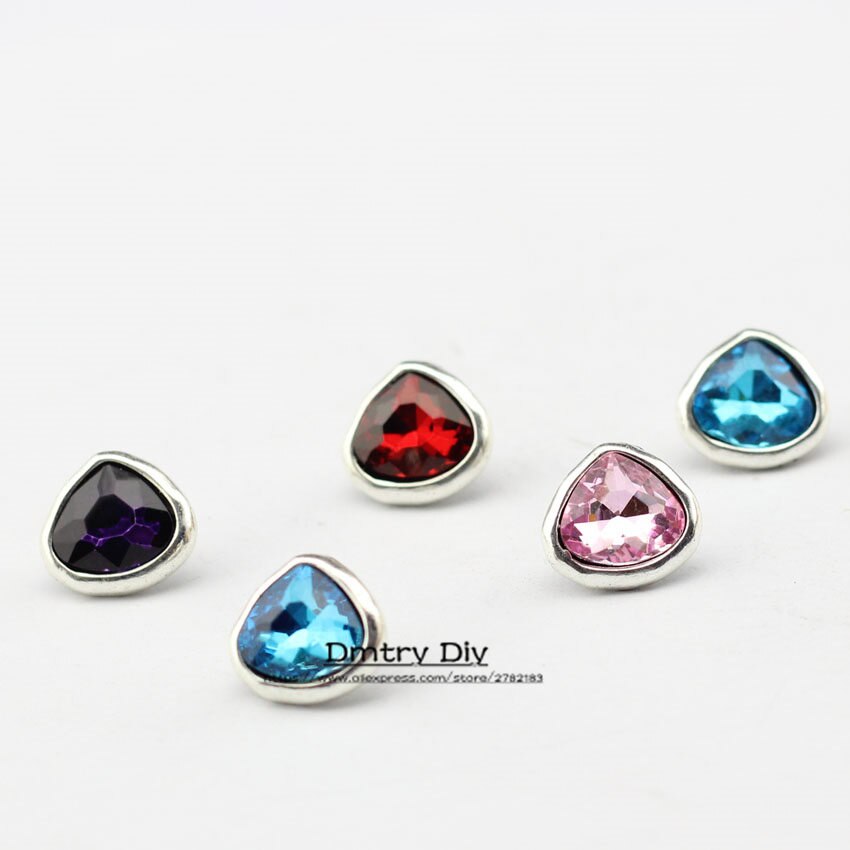 Dmtry 5 unids/lote, broche de cuero de corazón de cristal plateado a la para pulsera hecha a mano DIY, collar, joyería, accesorios para hacer LC0039