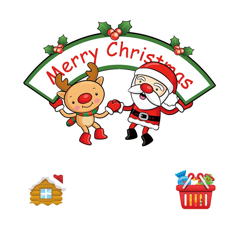 Jul julemanden vinduesklistermærker julemanden wallsticker glædelig jul til hjemmet vinduesudstillingsindretning godt år: Sølv