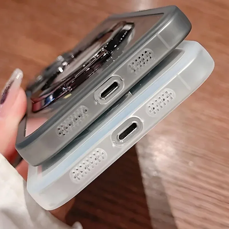 For Magsafe Magnetic Stand Holder Silicone Case For Funda Motorola Moto G15 G56 G05 G85 G35 G75 G86 G84 G53 Transparent Cover