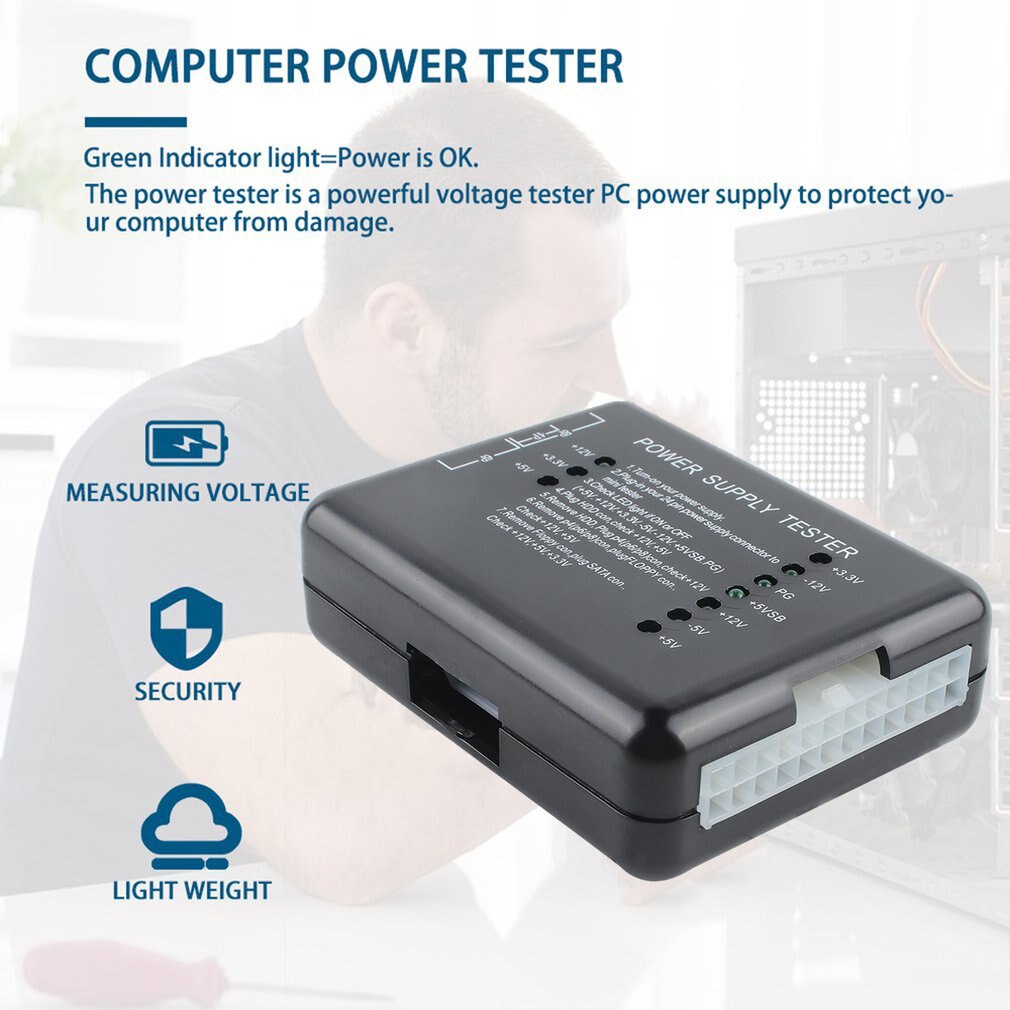 Comprobador de fuente de alimentación LED 20/24 Pin para PSU ATX SATA HDD Tester medidor de comprobación medición para PC Compute al por mayor