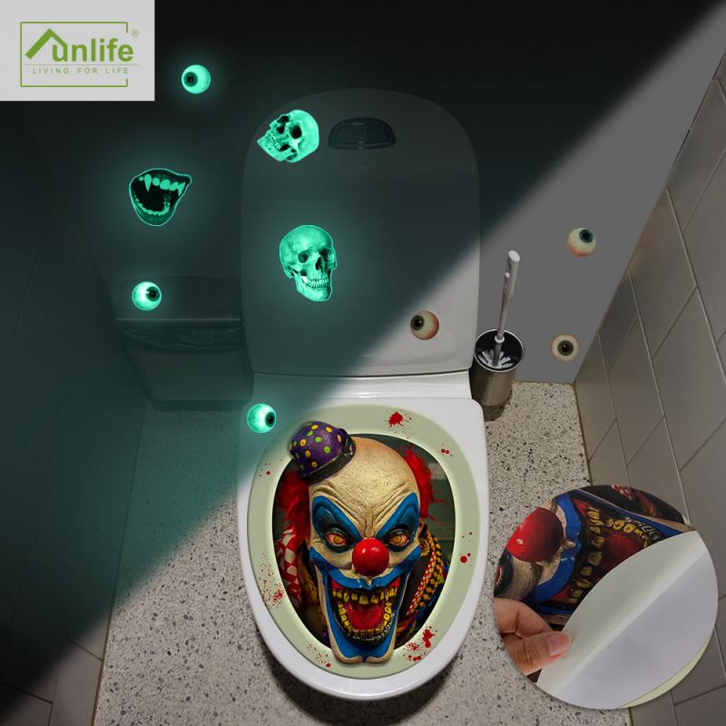 FUNLIFE Toilet Stickers Halloween Decorative Toilet Stickers DIY Skull Toilet Stickers Waterproof Removable Stickers Decoration