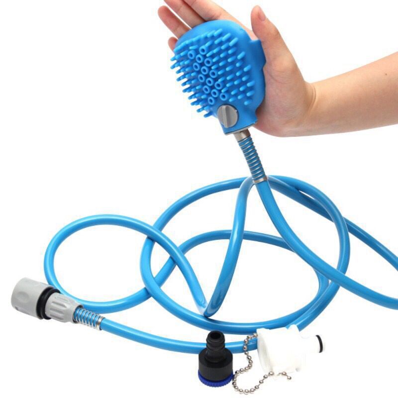 Hond Bad Artefact Bad Douche Siliconen Mondstuk Met Massage Tanden Hond Massage Douche Dual-Gebruik Artefact Kat Hond toiletartikelen: Pet shower color box