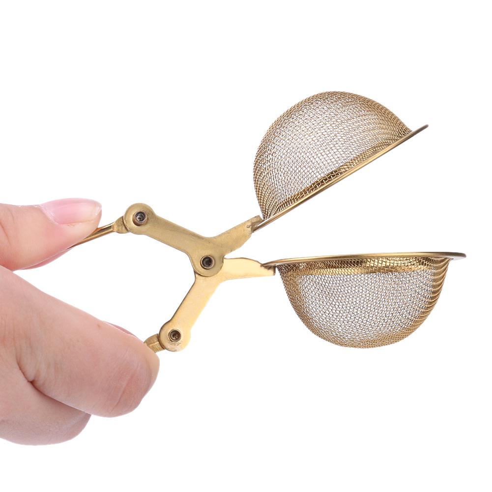 Gull rustfritt stål te infuser sfære mesh te sil urte krydder filter infusjonsmaskin fritid 150 x 50 x 50mm