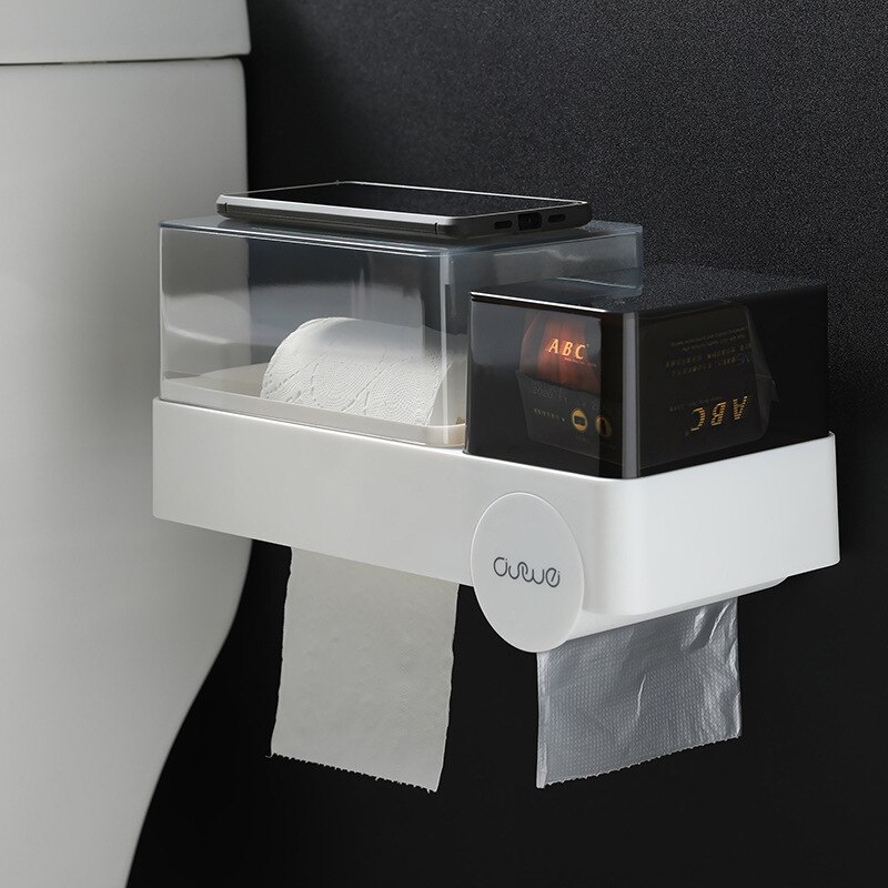 Wall-mounted Waterproof Visible Tape Sanitary Cotton Box Tissue Box Desk Organizer Bathroom Tissue Case 28*12*12.5cm
