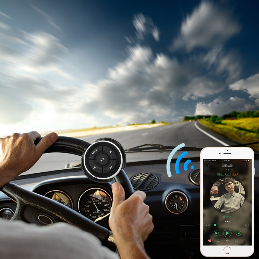 Wireless Remote Control Car Steering Wheel Motorcycle Bike Bluetooth Media Volume Button Music Play Button For IOS Android Phone