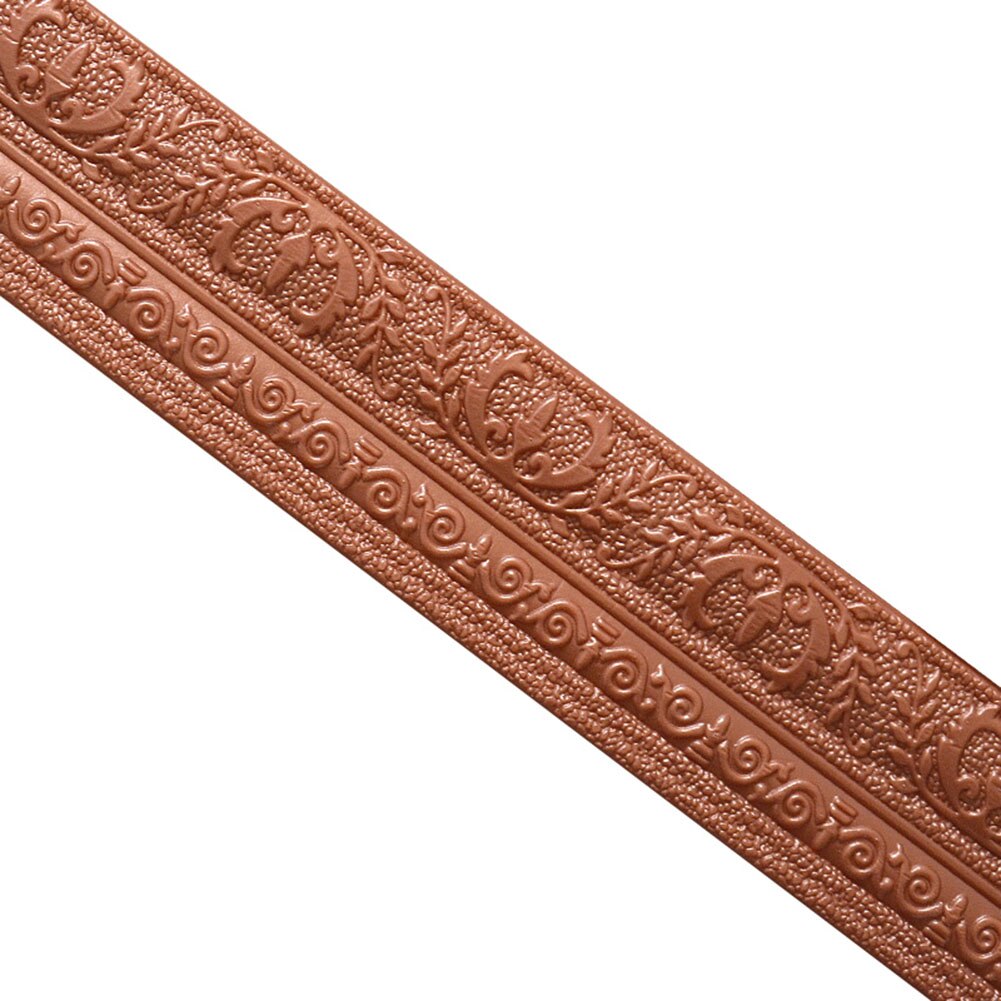 Wall Trim Line Skirting Border 3D Pattern Sticker Decoration Self Adhesive Waterproof Strip SEC88: Coppery  A
