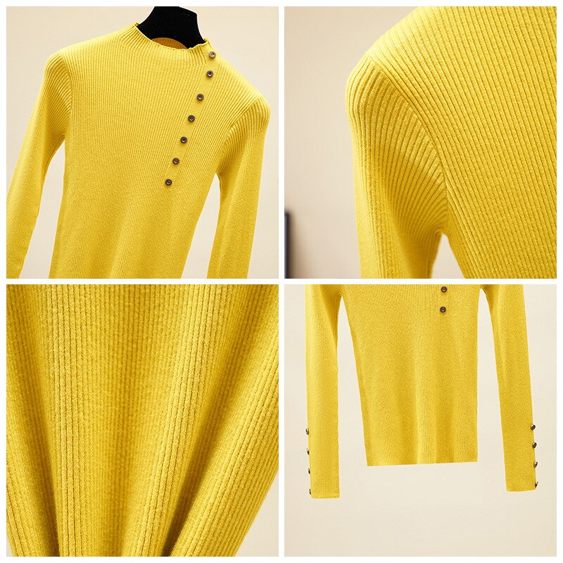 Hlbcbg casual höghalsad grundläggande höst vintertröja dam solid stickad tröja med långa ärmar långärmad mjuk tröja för kvinnor