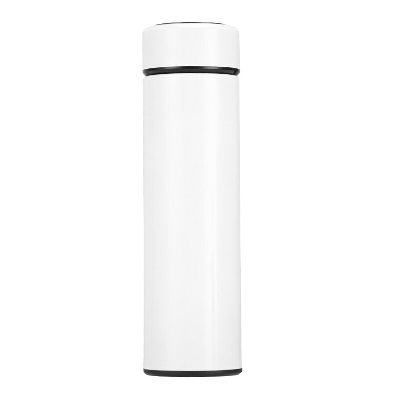 Botella portátil de aislamiento al vacío de acero inoxidable, con pantalla de temperatura inteligente de 500ml, taza de té, café , termos: Blanco
