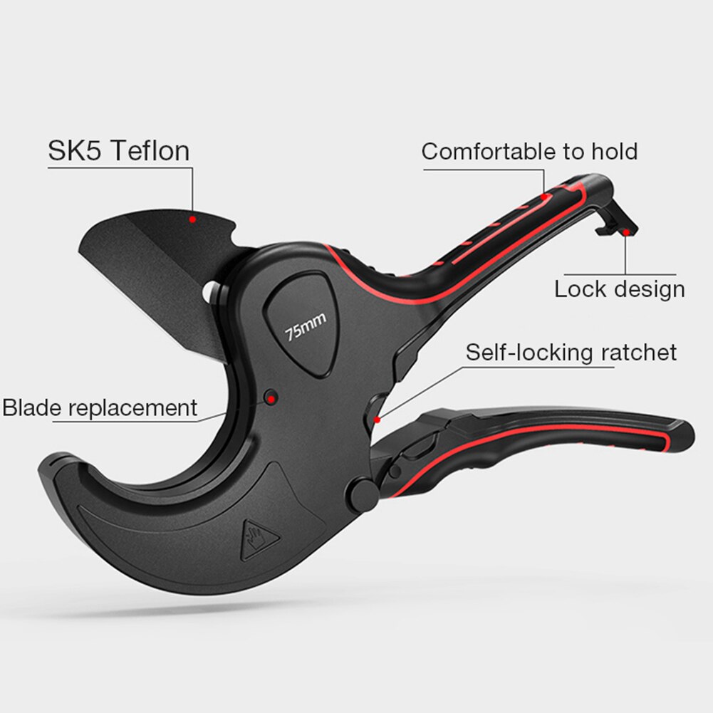 Pijp Cutter 32-75Mm Pijp Snijden Schaar Ratel Snijder Buis Slang Plastic Buizen Pvc/Ppr Sanitair Handleiding handgereedschap