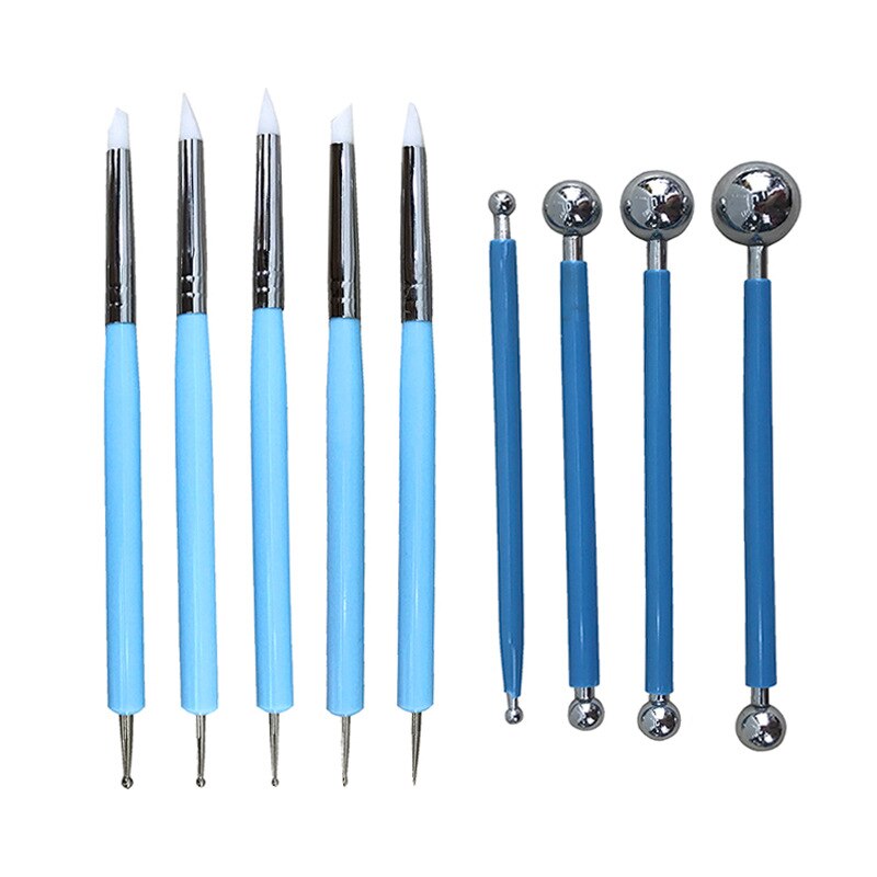 9pcs Ball Stylus Dotting Tools Set for Embossing Pattern Clay Pottery Ceramics Flower Carving Sculpting Modeling NIN668