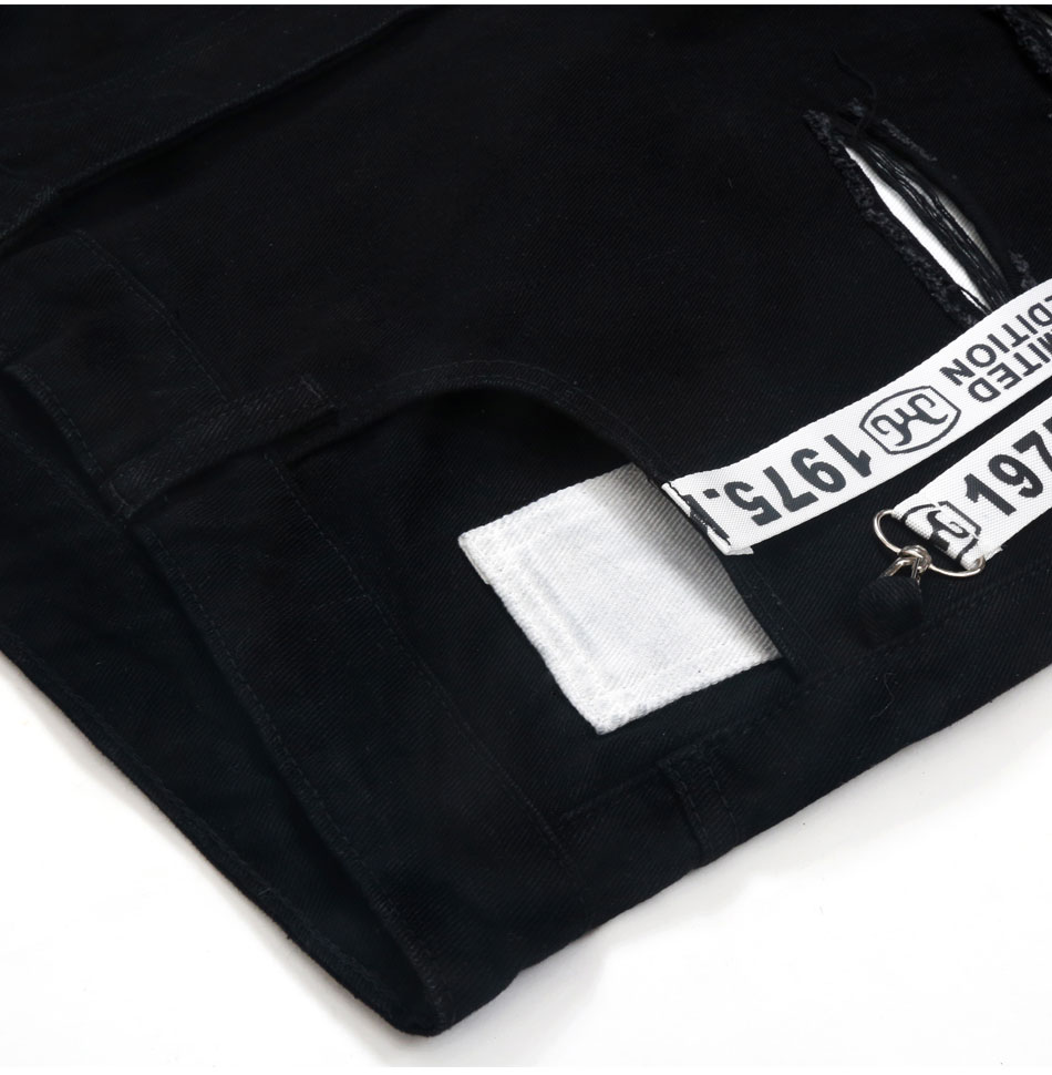 Patchwork Jeans Men's Ripped Skinny Jeans Males Zipper Hip Hop Jeans Jeans for Men Mid Waist Denim Pencil Pants