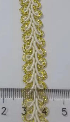 Goud wit Singels 8mm en 12mm breed Honderd voeten Lint Braid Webbing gouddraad Singels 1 yard GAFABRIC: 12MM Wide