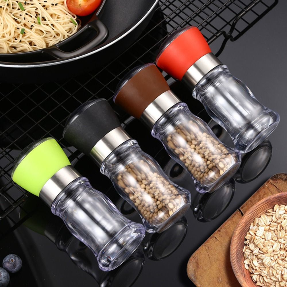 1PC Cooking Manual Refillable Natural Acrylic Pepper Mill Grinder Kitchen Tool Sea Salt Jar Spice Grinder